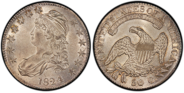 1824/4 Capped Bust Half Dollar. O-109. MS-66 (PCGS).
